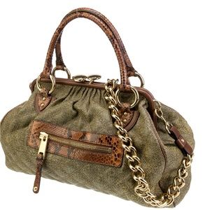 Marc Jacobs Green Leather and Python Stam Bag